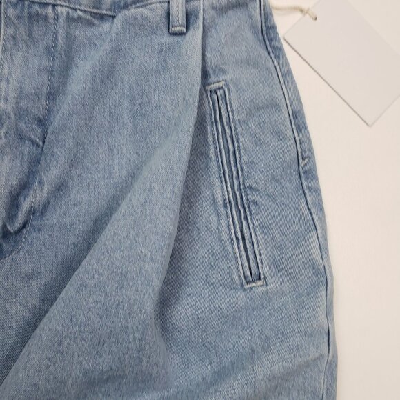 Etica Max Pleated High-Waist Denim Shorts Womens Sz 29 Ethereal Blue 100% Cotton - Picture 13 of 16